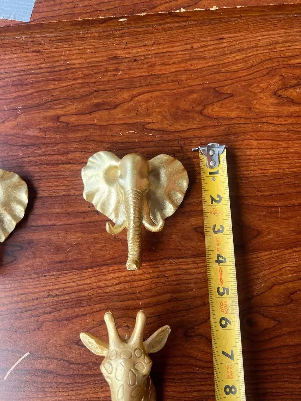 5-Piece Vintage Gold Safari Animal Wall Hook Set (Elephants & Giraffes)
